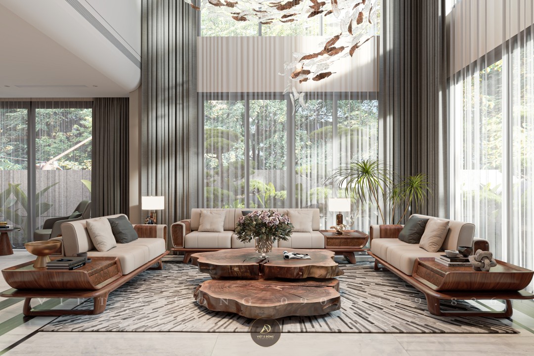 Sofa gỗ óc chó SF - 48